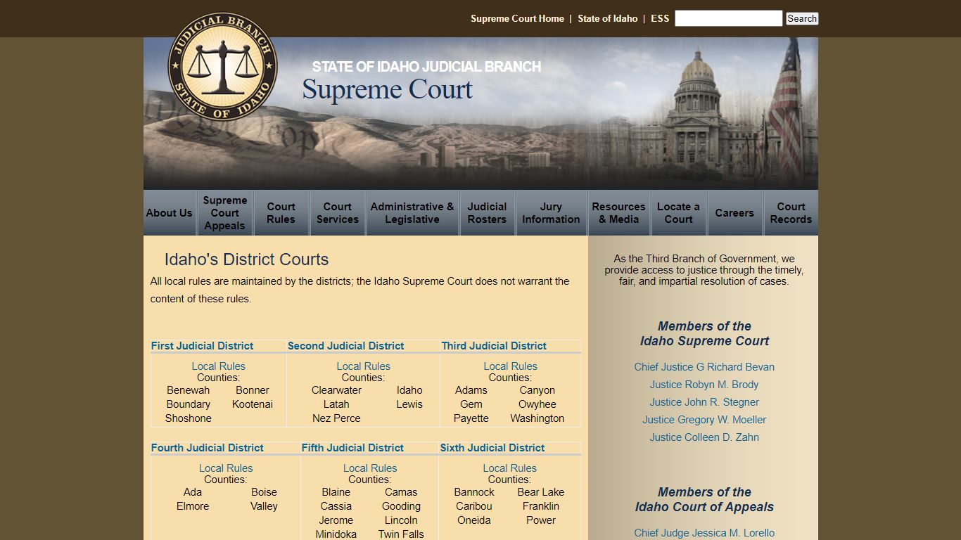 Idaho's District Courts | Supreme Court